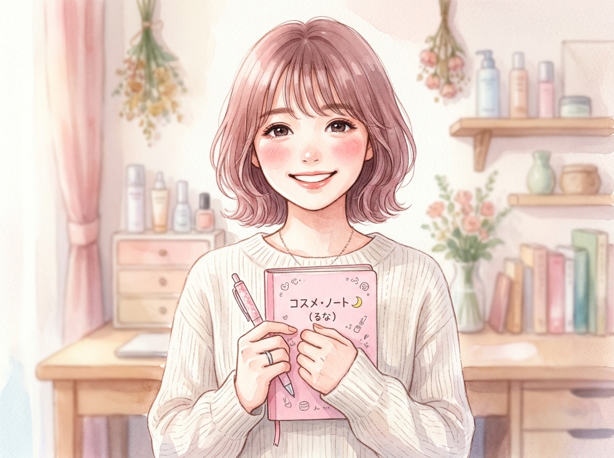 コスメノートを大切そうに抱えて語りかけるるなちゃん